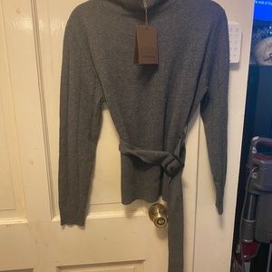 Wool-Cashmere Turtleneck Sweater With Buckle Belt